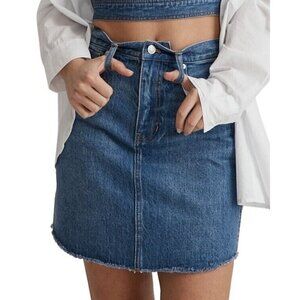 Madewell Rigid Denim A-Line Jean Mini Skirt Raw Hem Women's Sz 30